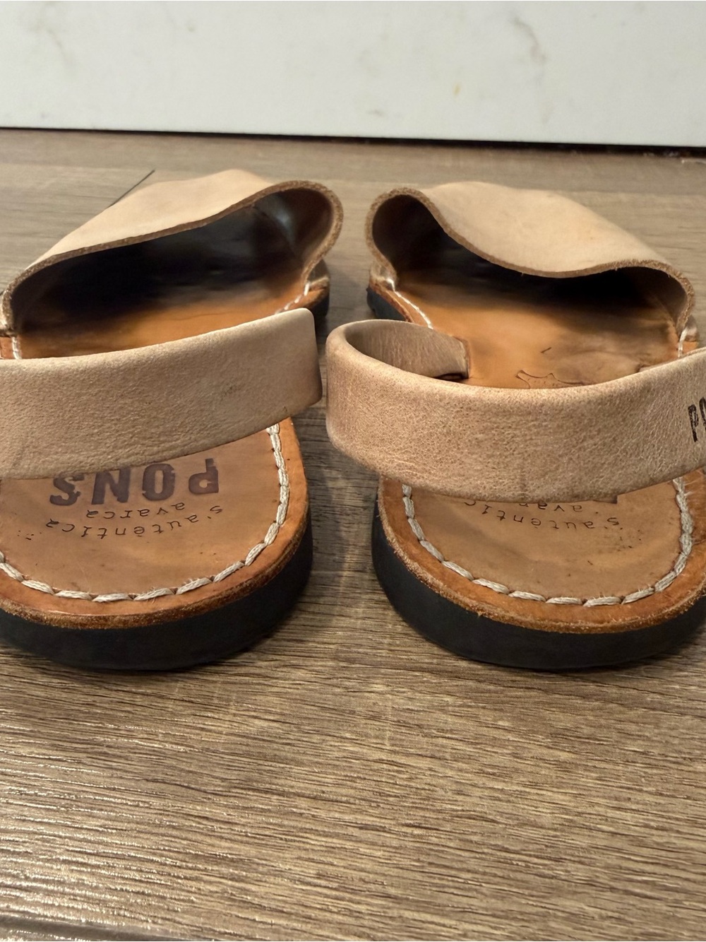 PONS Women's Nude suede Leather Slingback Sandals size 7 / 37 - Picture 5 of 9
